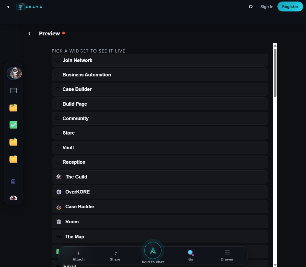Preview widget