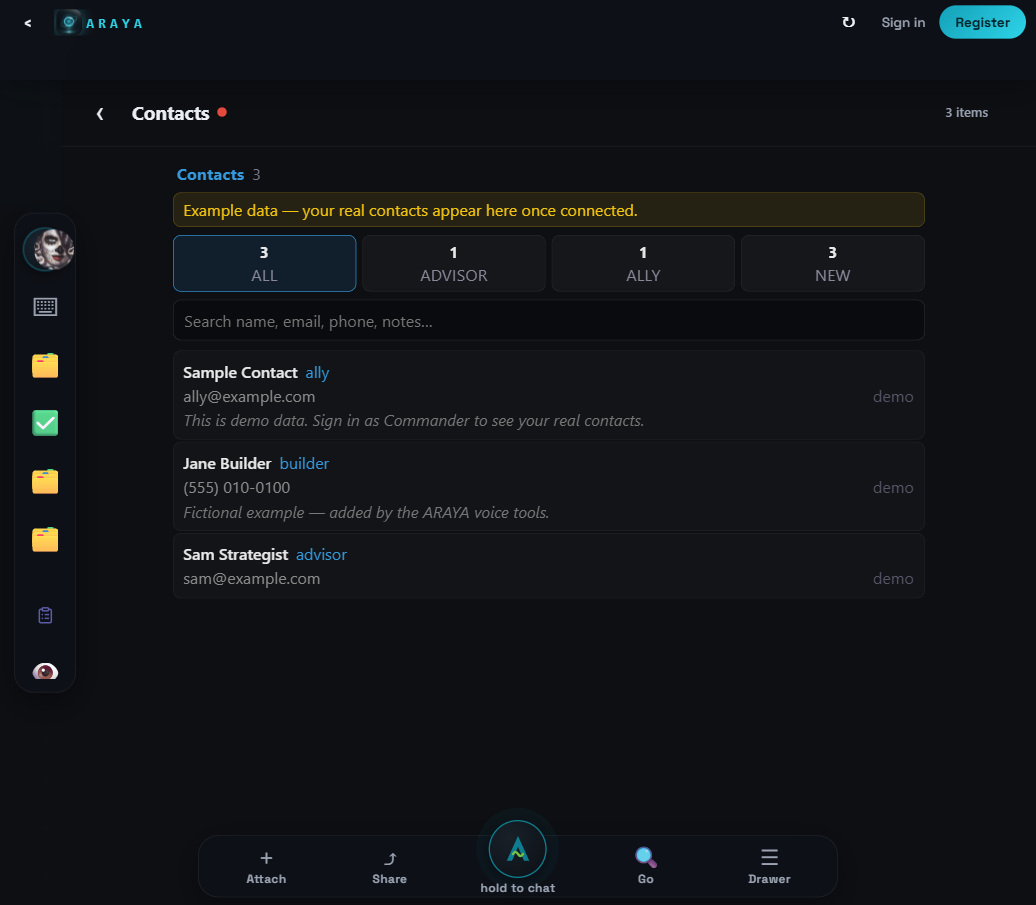 People widget with demo data