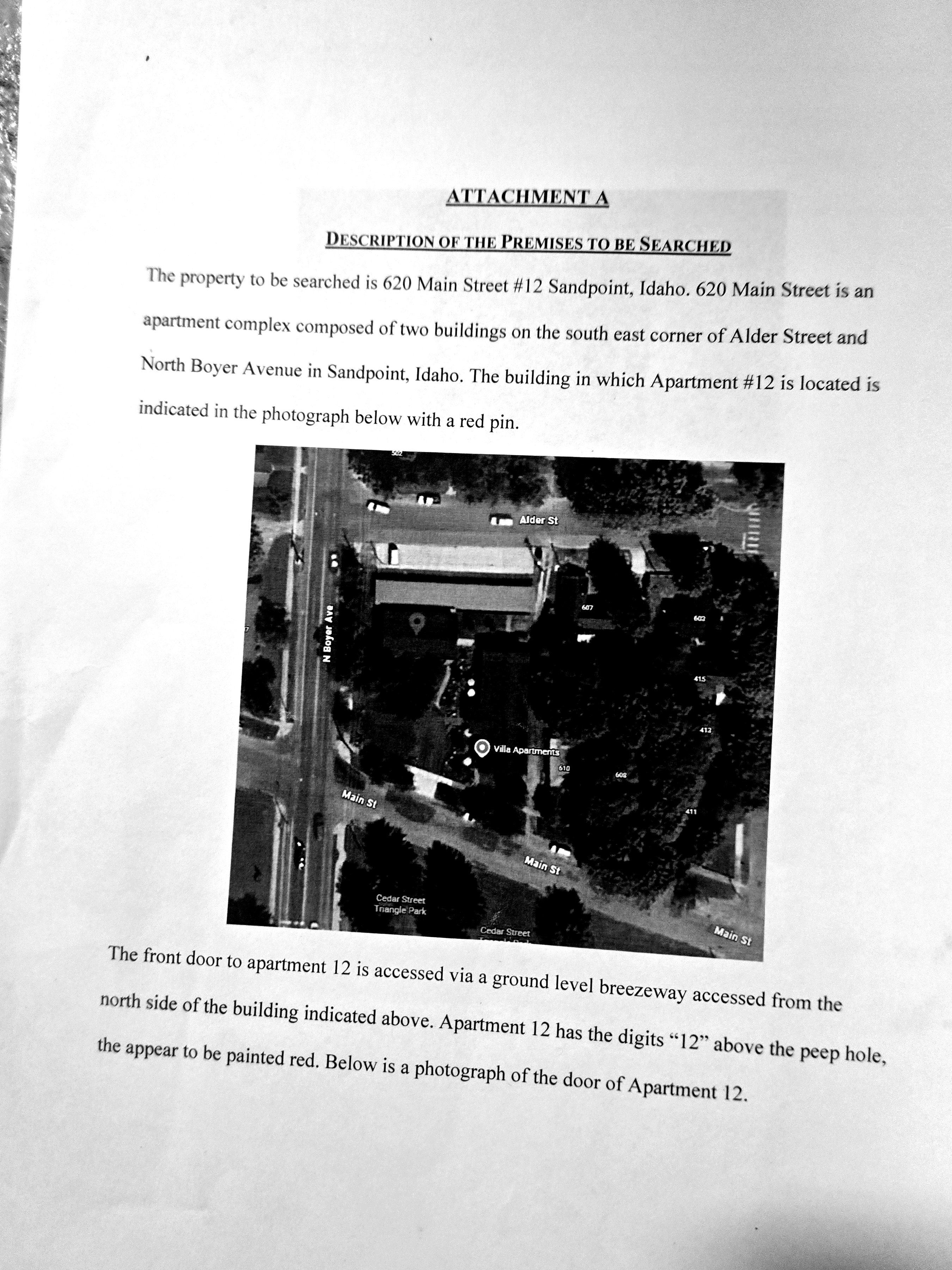 Federal warrant Attachment A — premises to be searched
