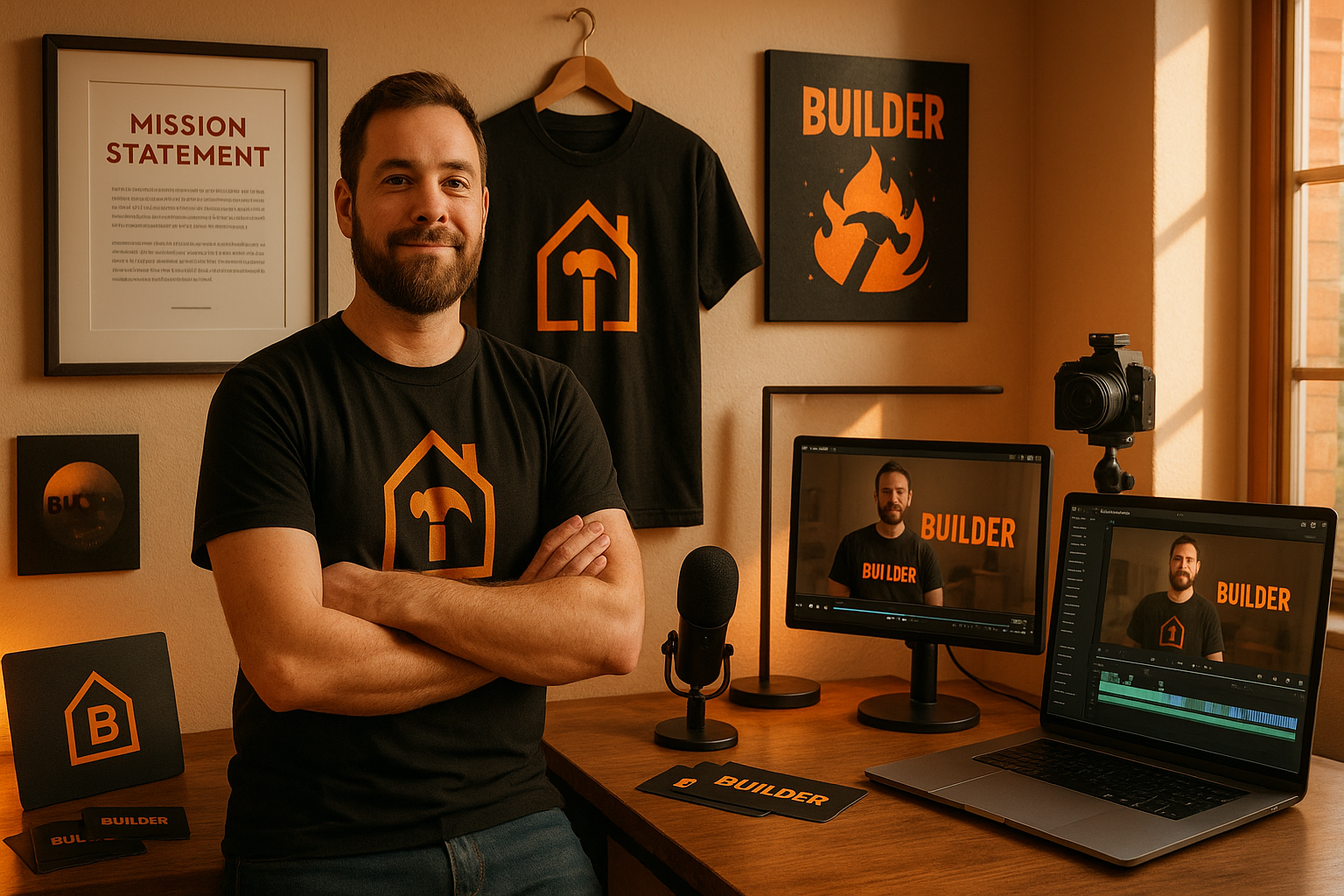 Every builder gets a brand - mission statement, merch, podcast, dashboard